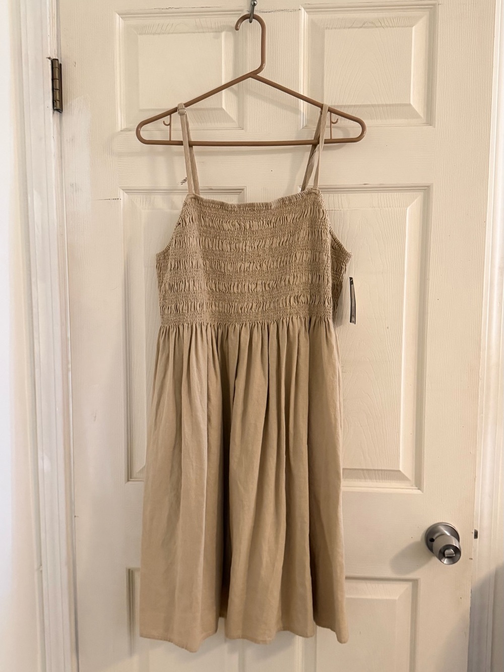 Tan Smocked Bodice Midi Dress from target